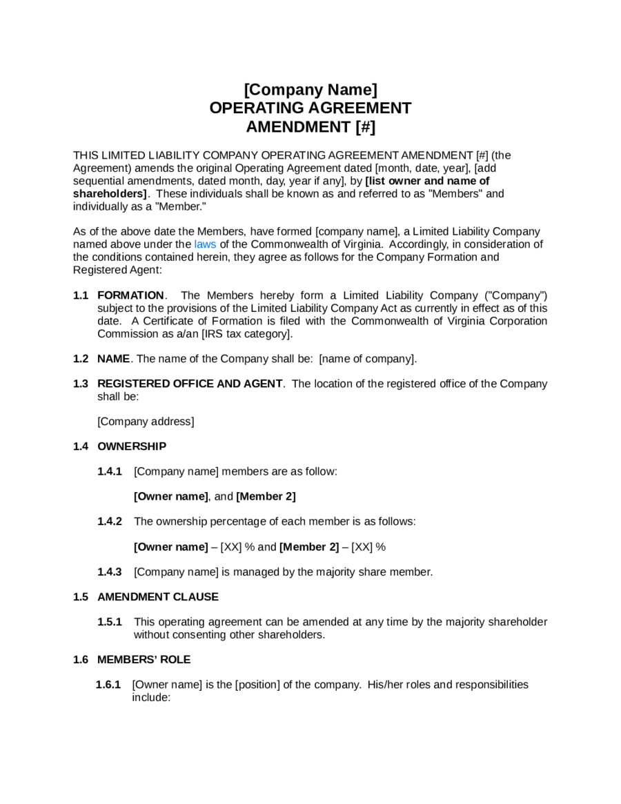 Simple LLC Operating Agreement Template Edit Fill Sign Online 