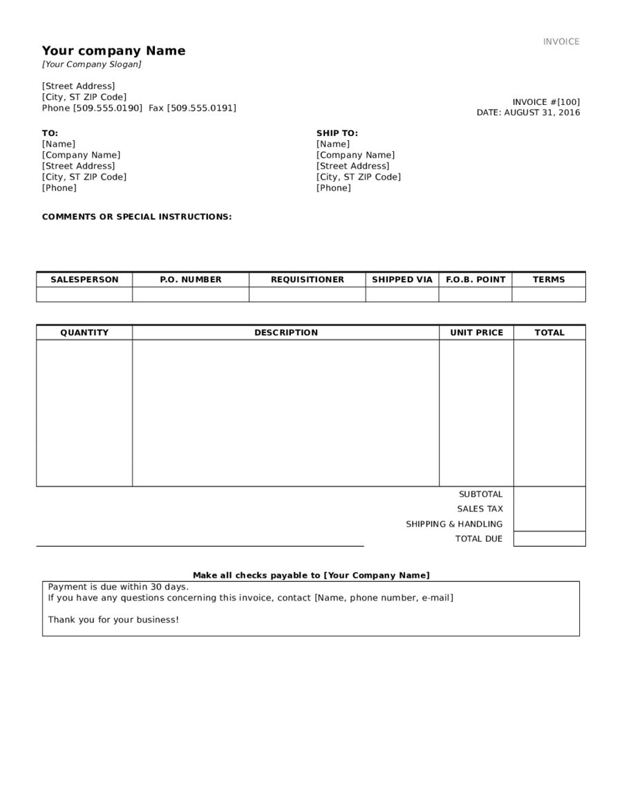 Simple proforma invoice template New