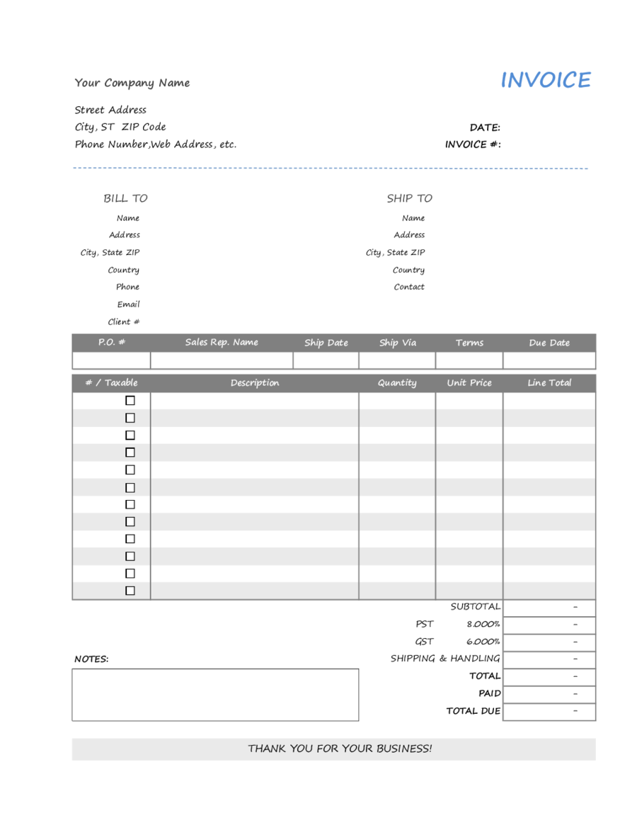 Simple proforma invoice Sample