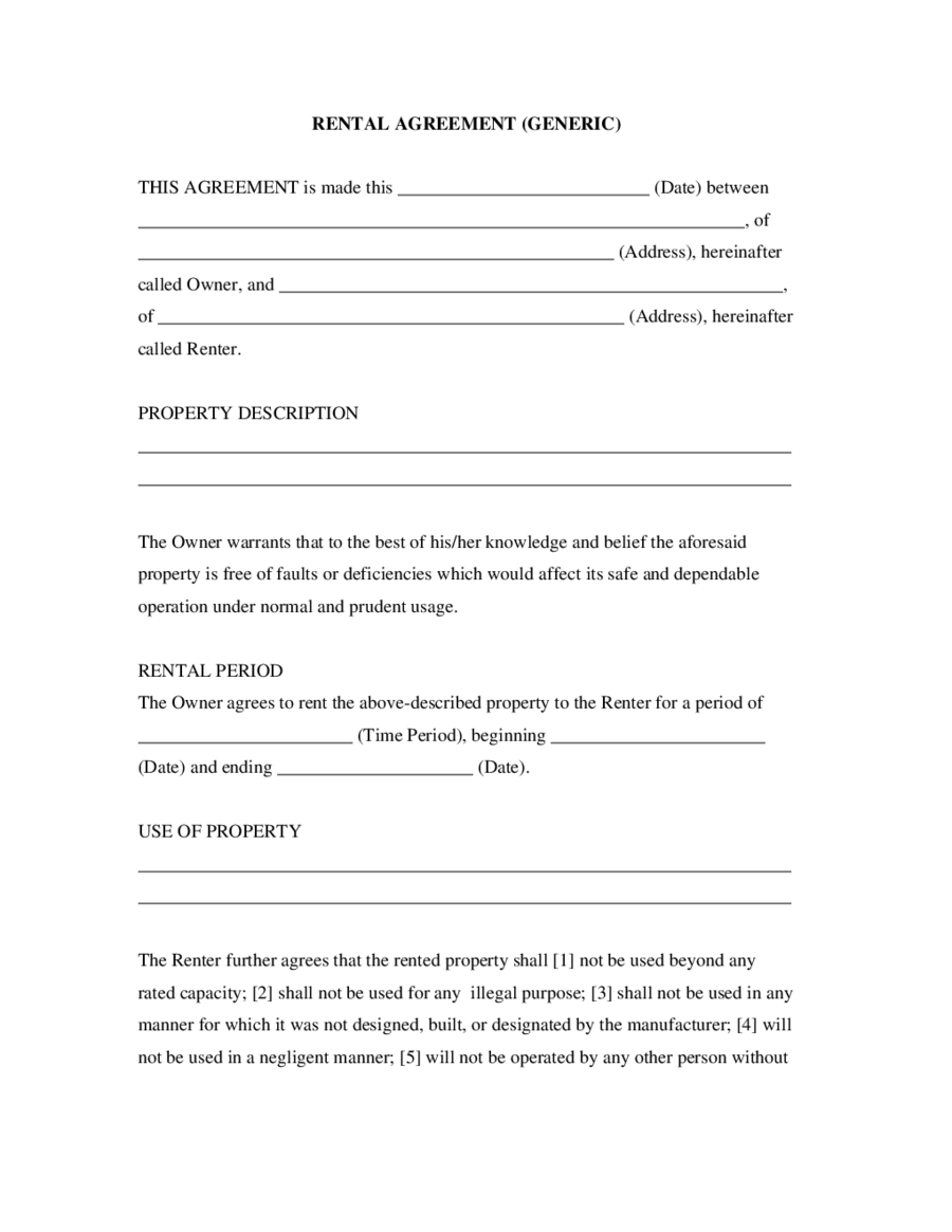 2022 Rental Agreement Fillable Printable PDF Forms Handypdf