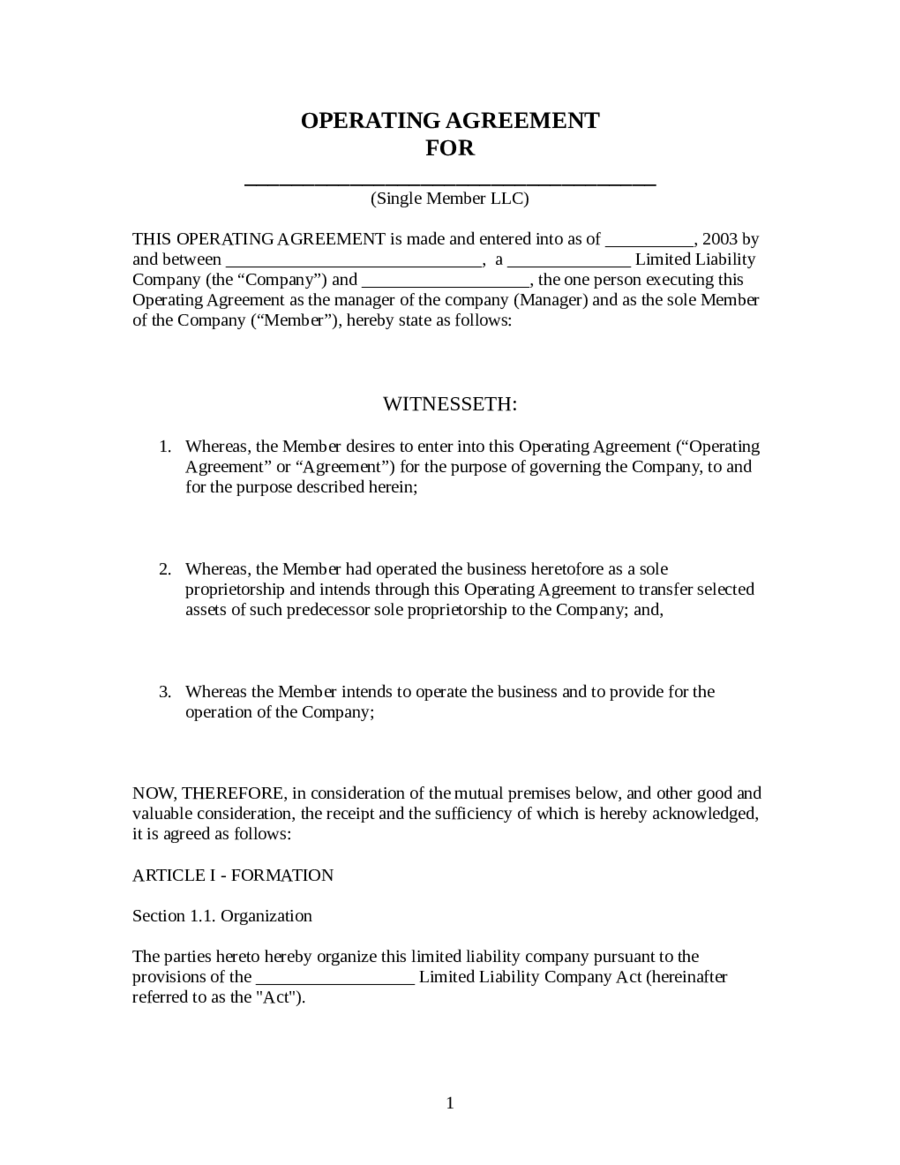 operating-agreement-for-single-member-llc-template-pdf-template