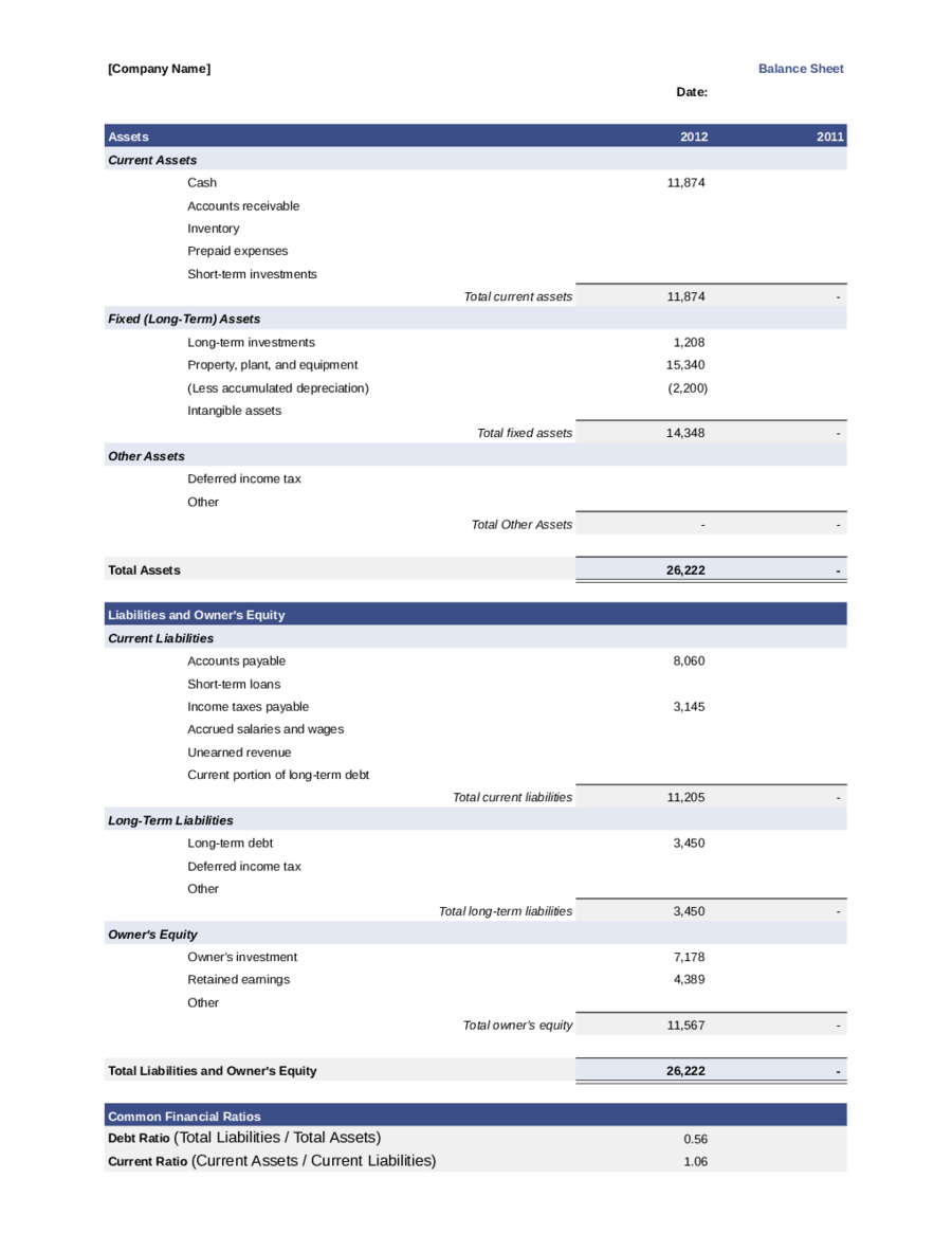 Balance Sheet Template Xls - Edit, Fill, Sign Online  Handypdf With Small Business Balance Sheet Template