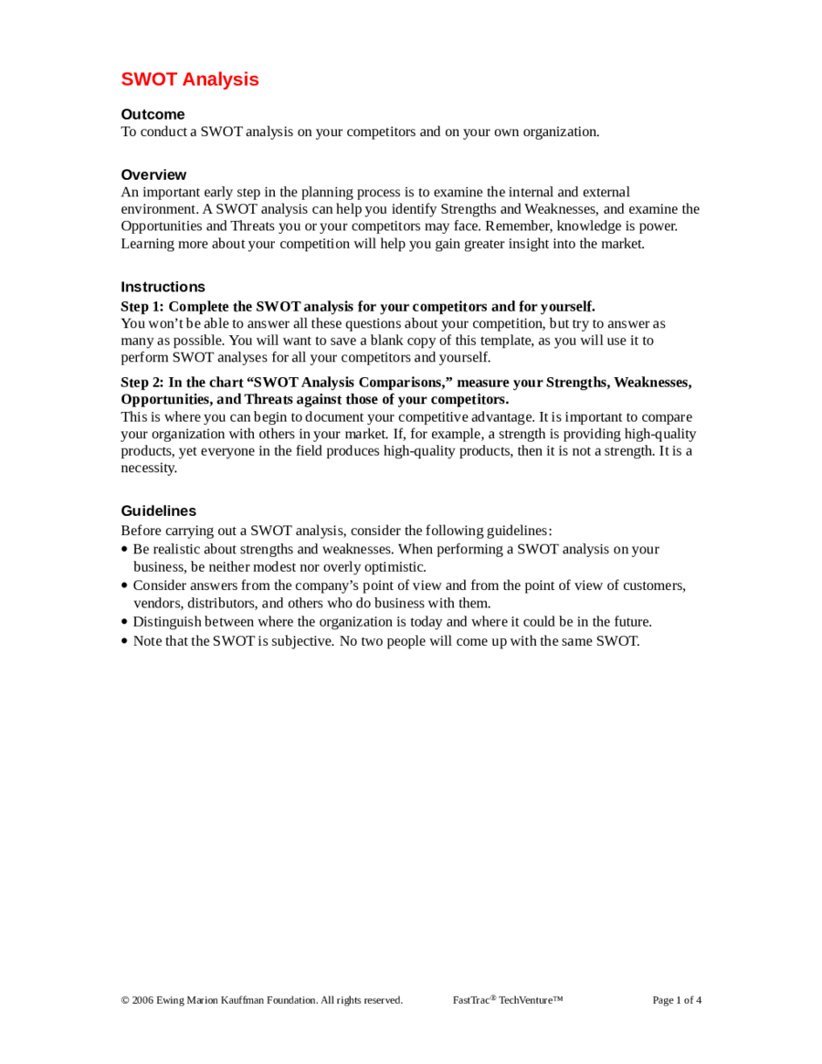 2023 Swot Analysis Template Fillable Printable Pdf And Forms Handypdf 4812