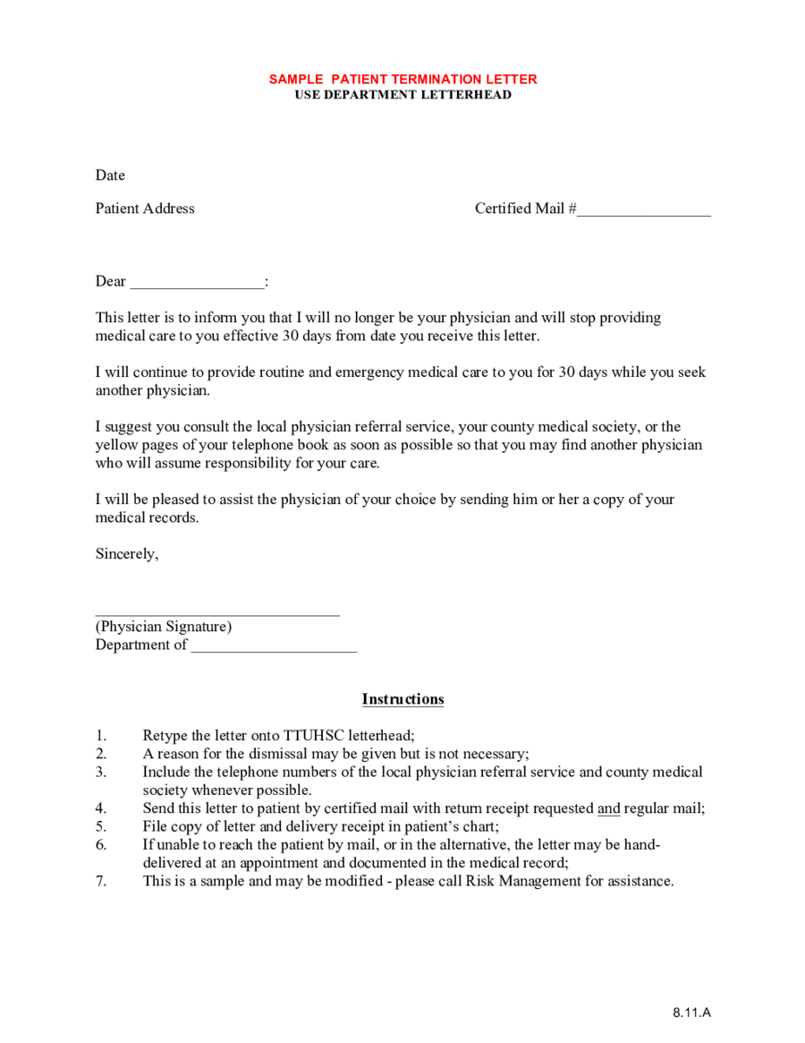 Template Letter Of Termination Of Employment