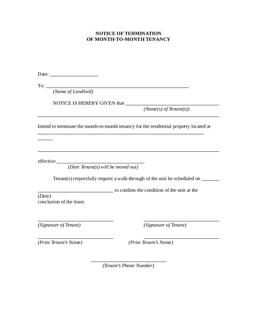 Termination Of Employment Letter Template