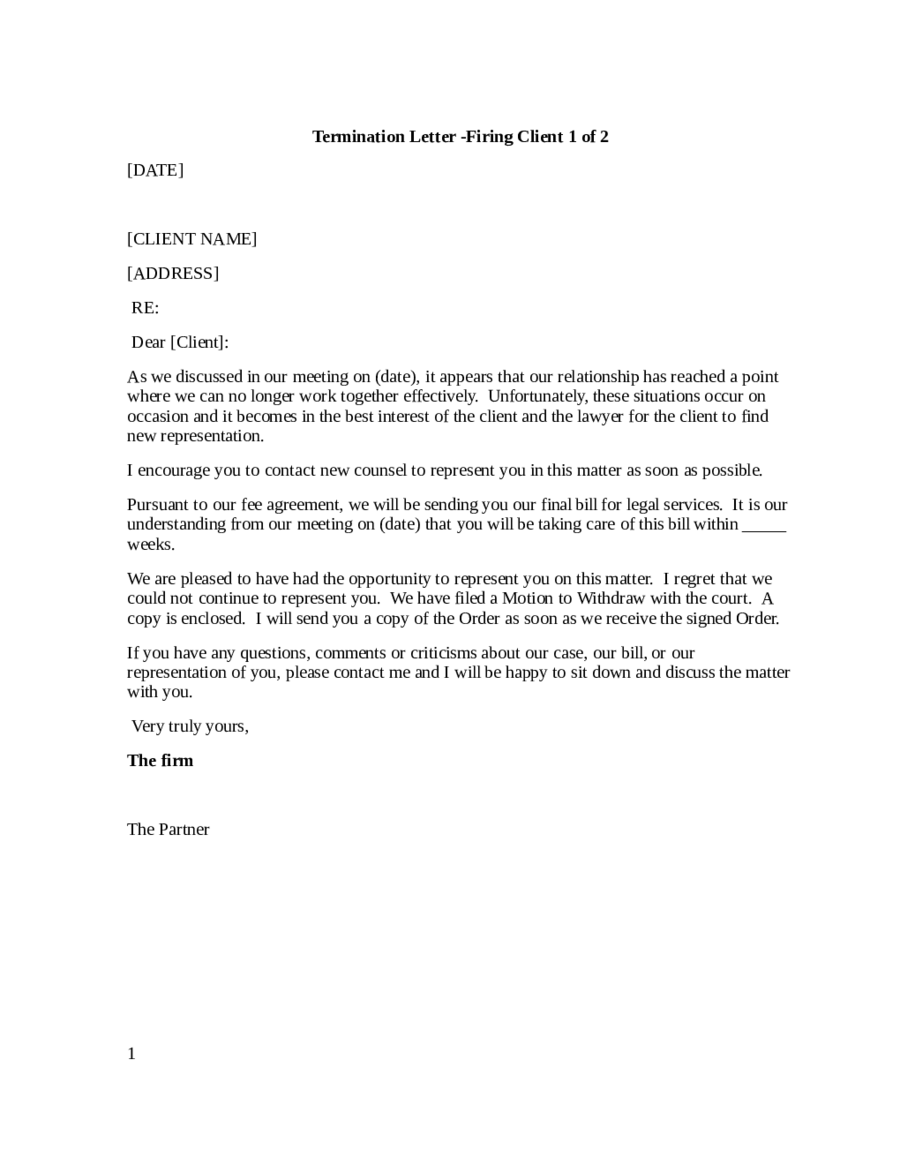 Sample Termination Letter