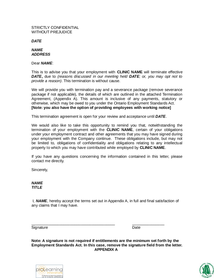 Sample Termination Template