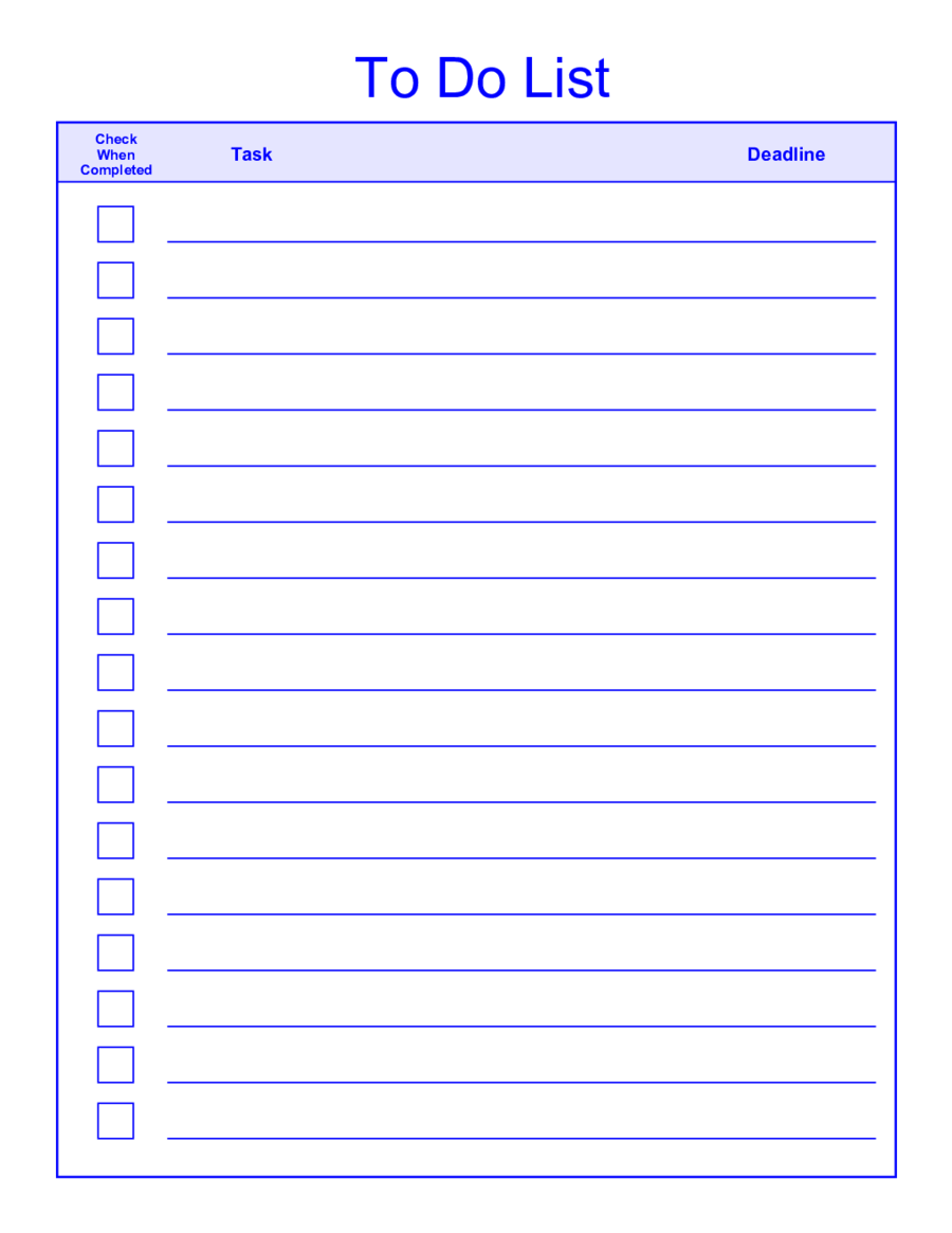 Things To Do List Template