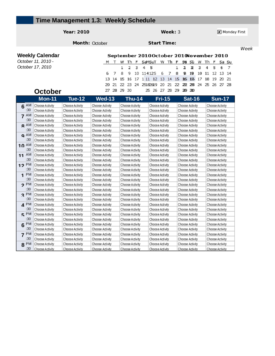 Weekly Calendar Template New