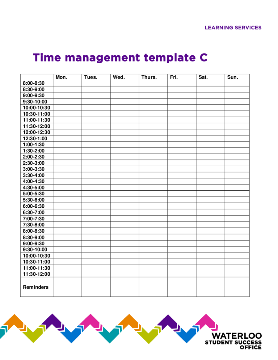 Time Management Template Free Printable