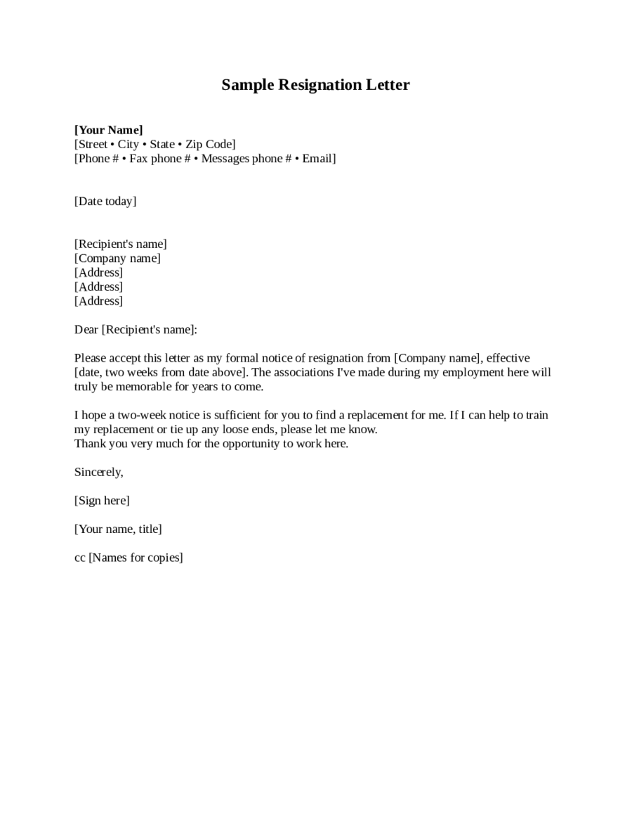 2024 Two Weeks Notice Fillable Printable PDF Forms Handypdf