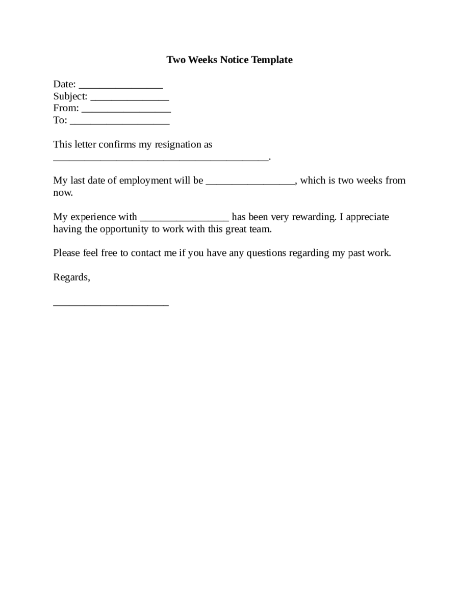 2024 Two Weeks Notice Fillable Printable PDF Forms Handypdf