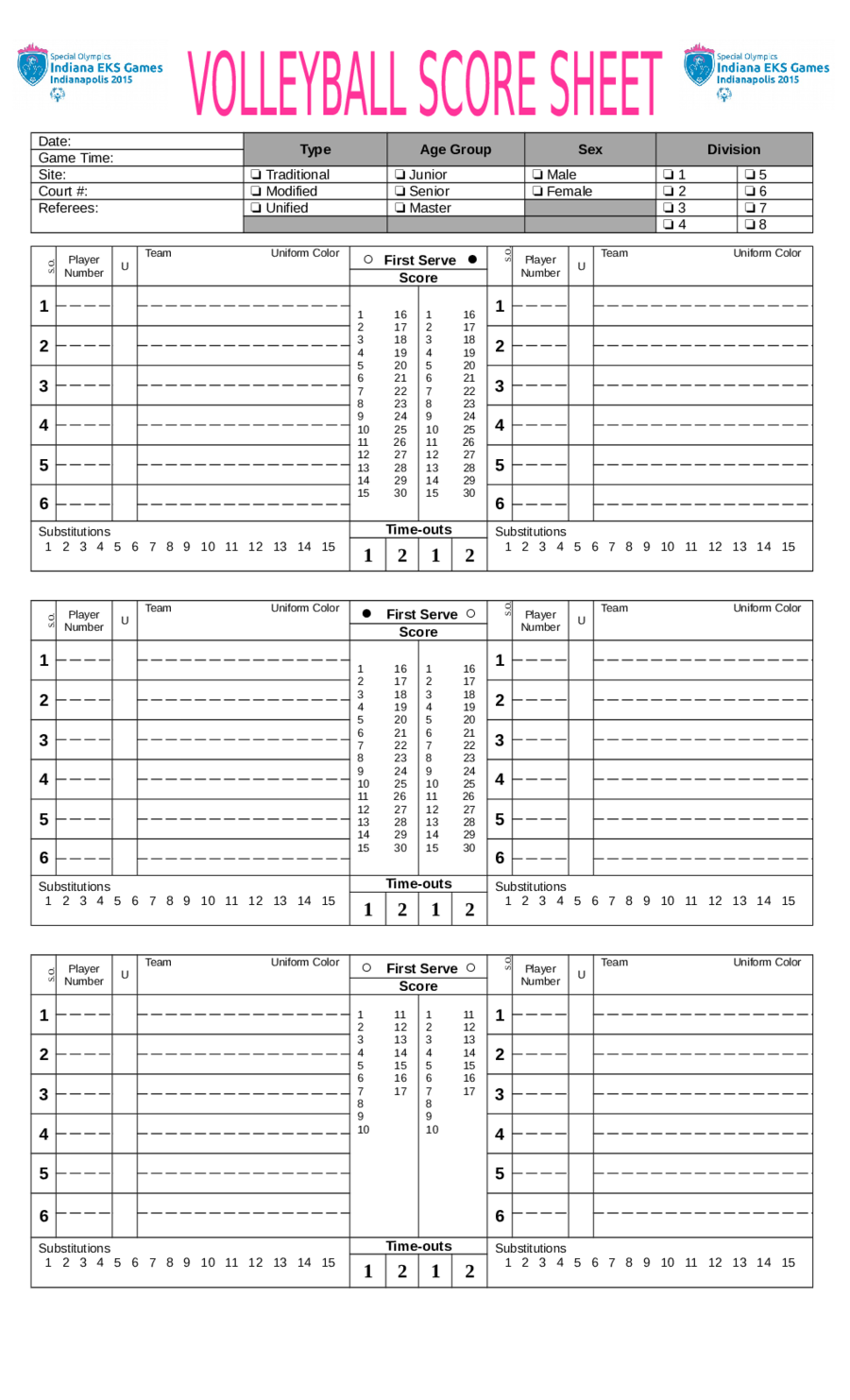 Volleyball Score Sheet Sample Edit Fill Sign Online Handypdf 8964