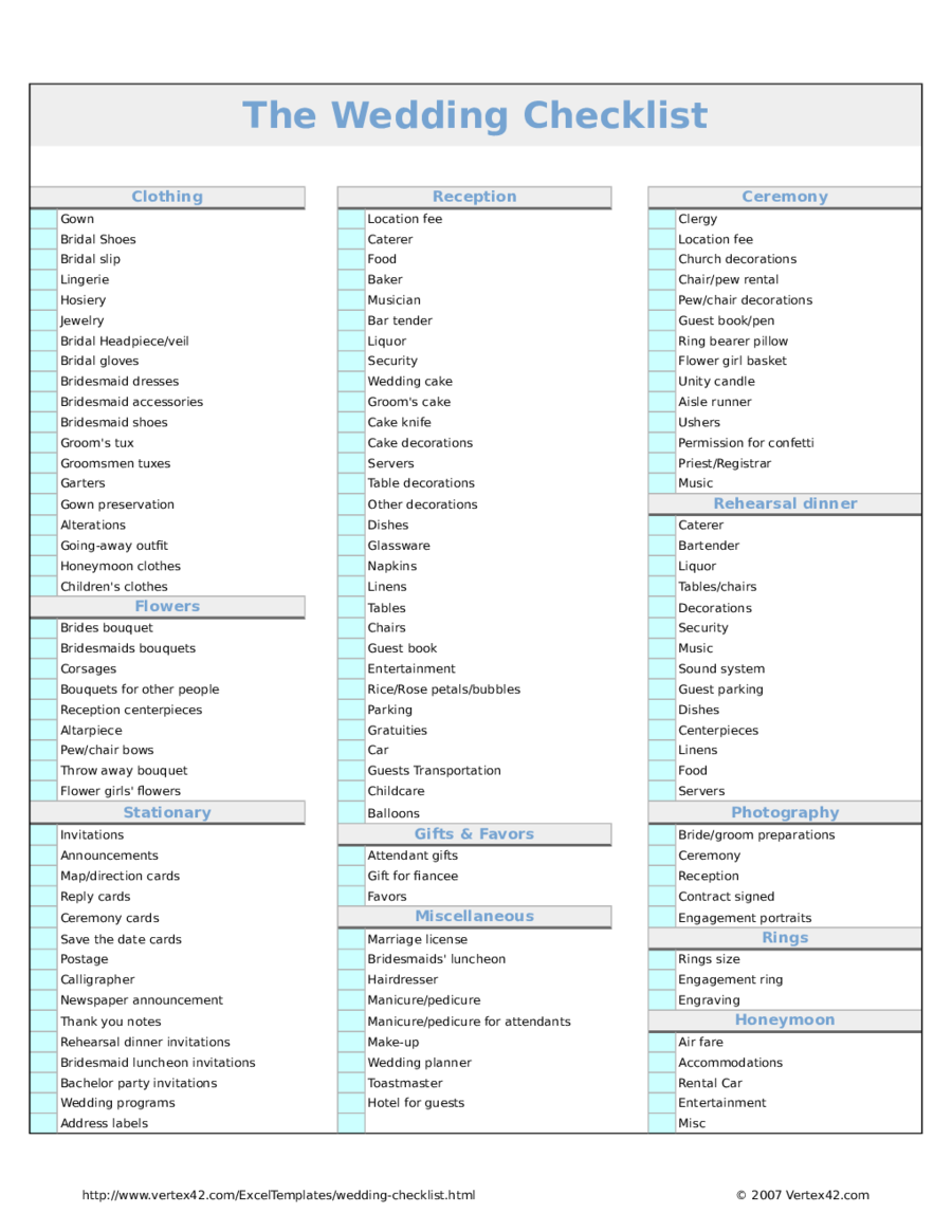 Sample Wedding Checklist 8 Examples In Pdf Wedding Planner