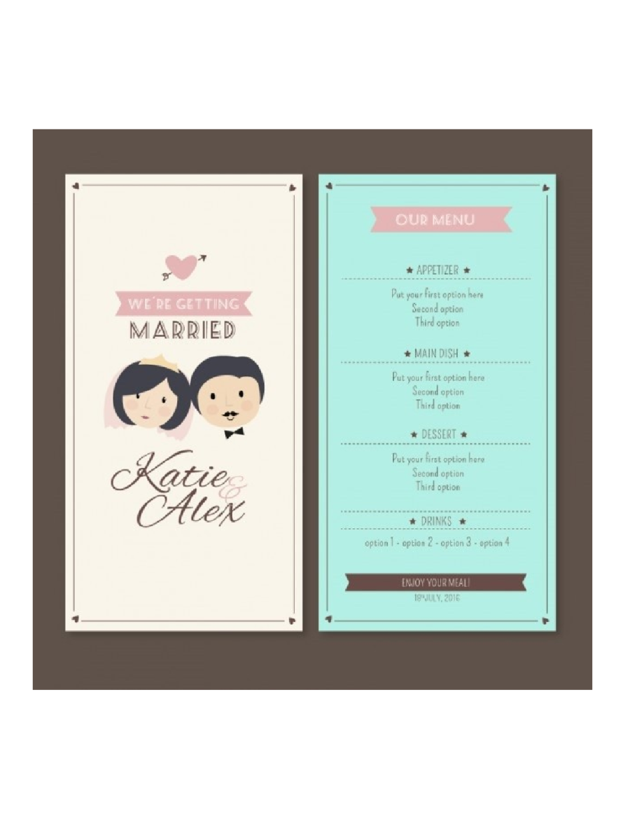 wedding menu template microsoft word free