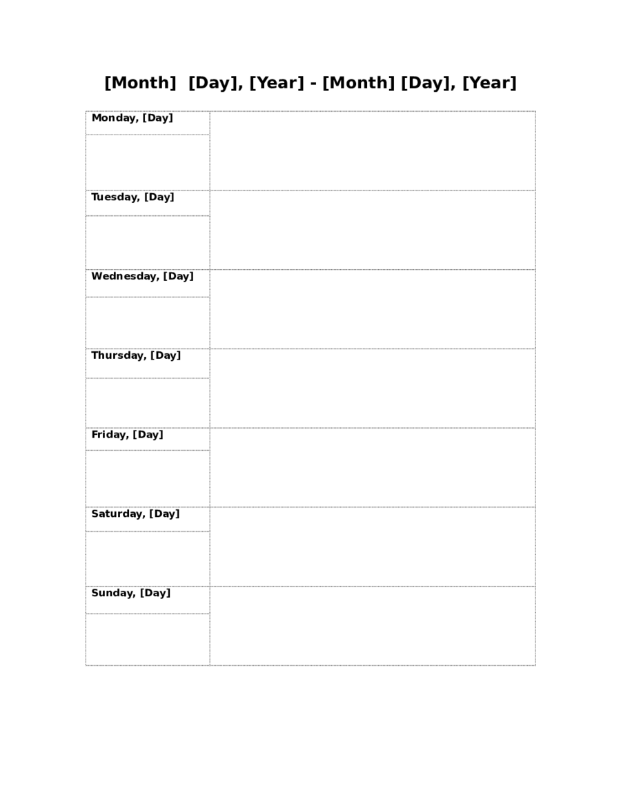 Weekly Planner Sample