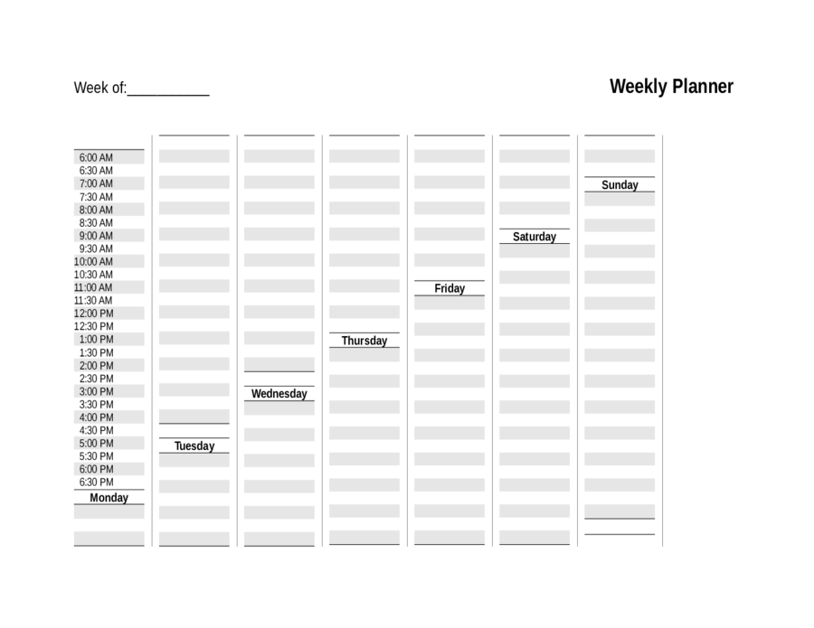 Week Planner Template