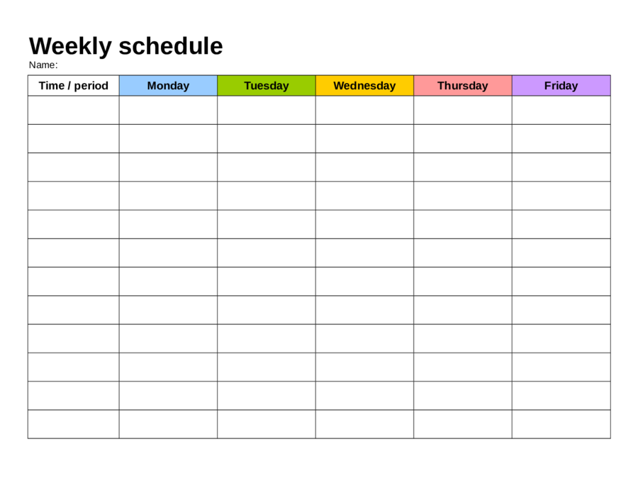 Weekly Schedule Templates New