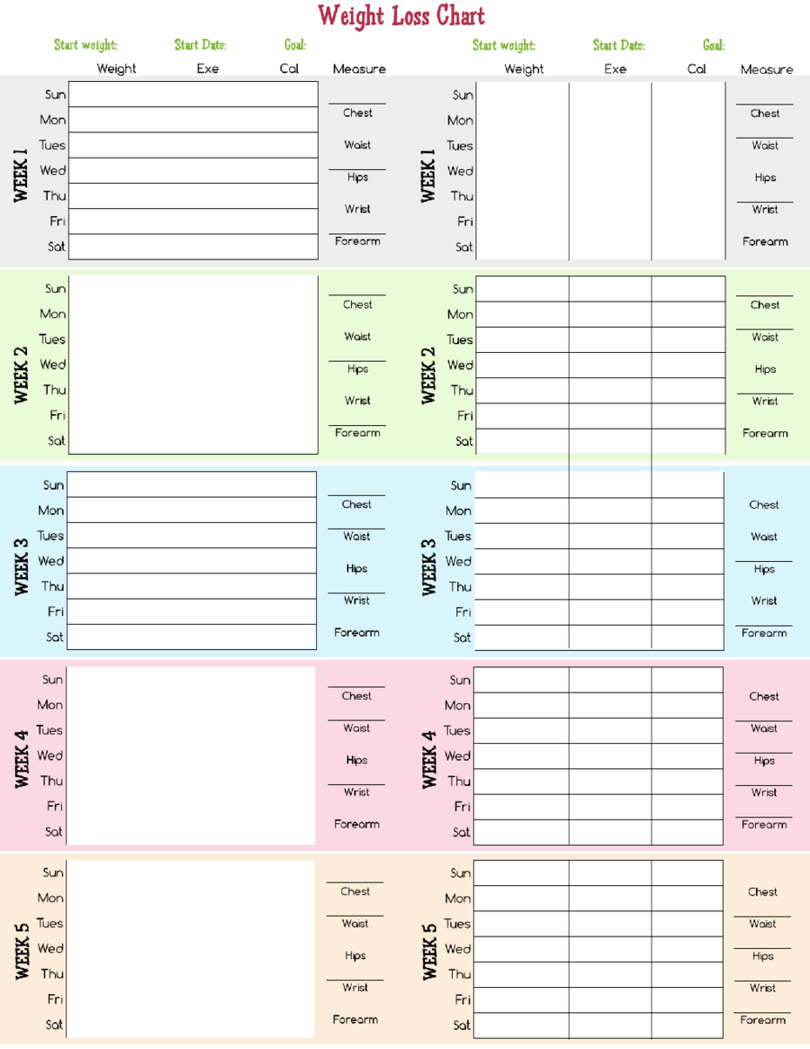 Weight Loss Log Sheet with BMI Formula