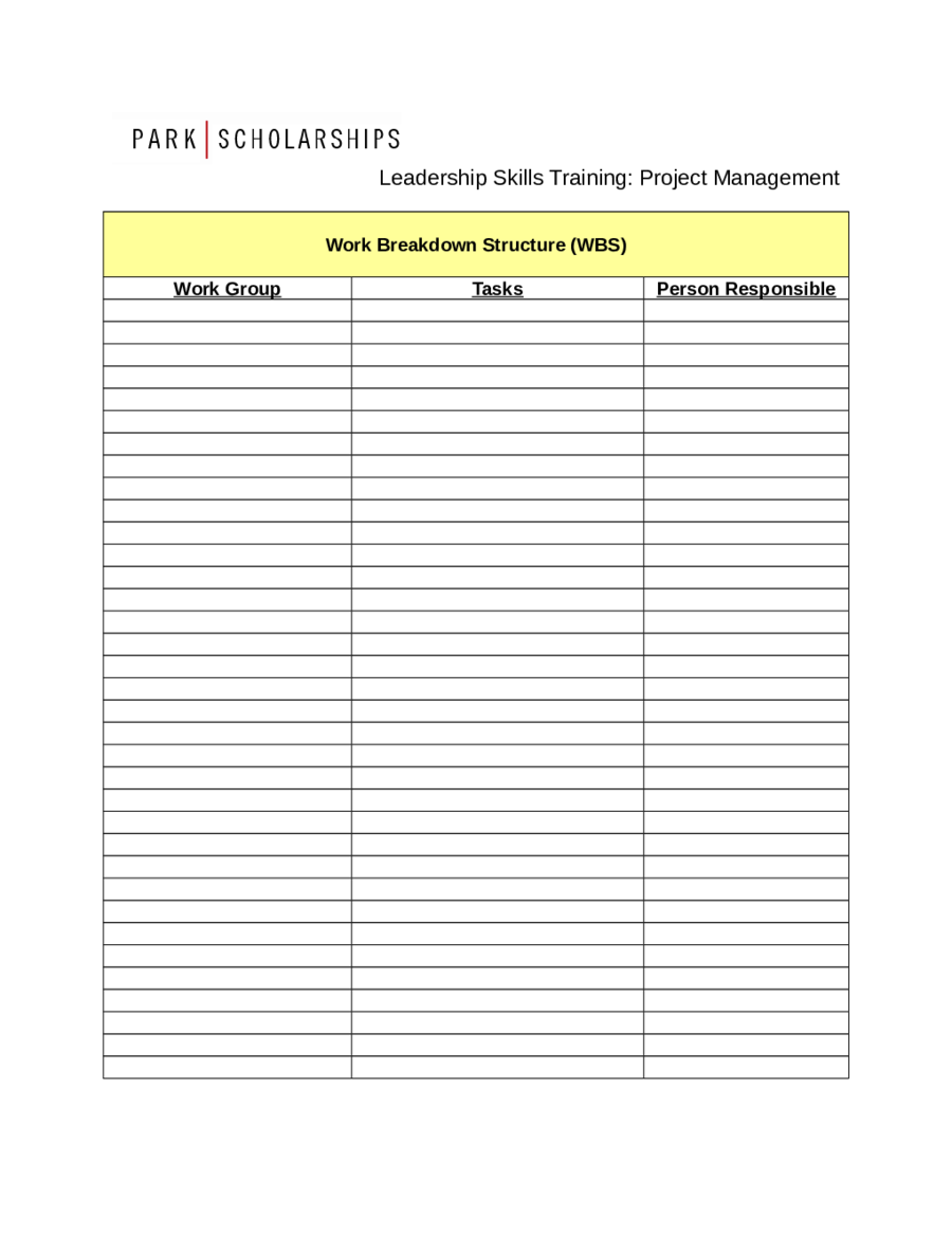 Work Breakdown Structure (WBS)