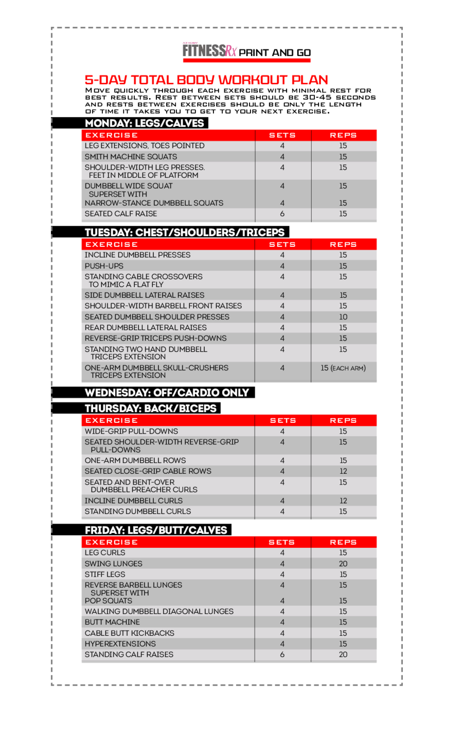 2023 30 Day Workout Plan Fillable Printable PDF Forms Handypdf